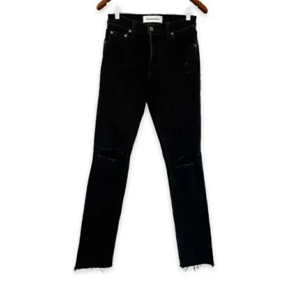 Reformation Camille Jeans Black Raw Hem - Picture 2 of 12